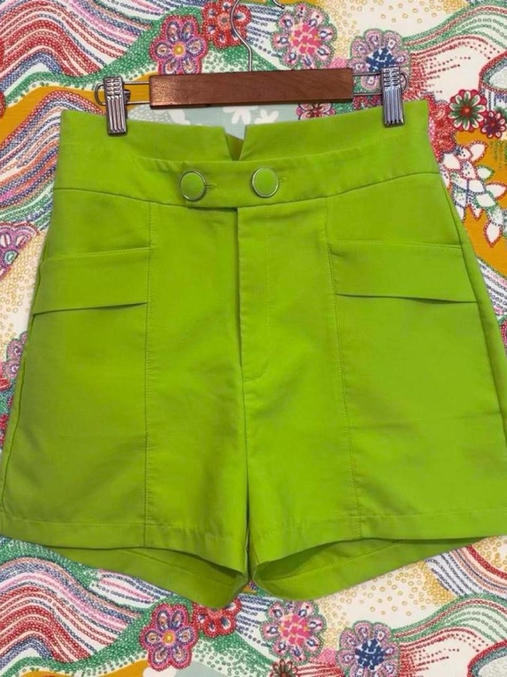 DIMY High-Waist Lime Neon Green Women's Shorts 28in Waist